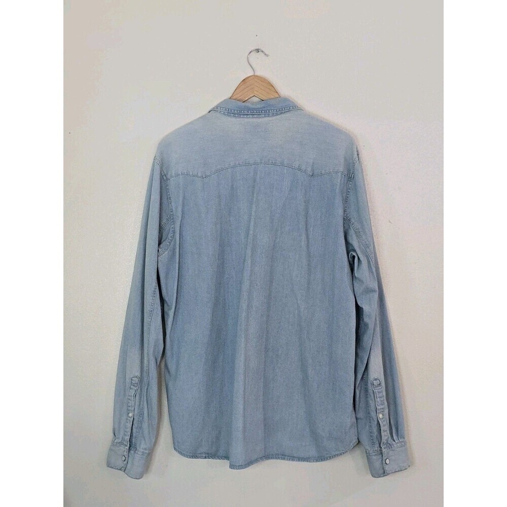 & Other Stories Denim Western Shirt Womens Large Chambray Snap Button Blue - Picture 7 of 11